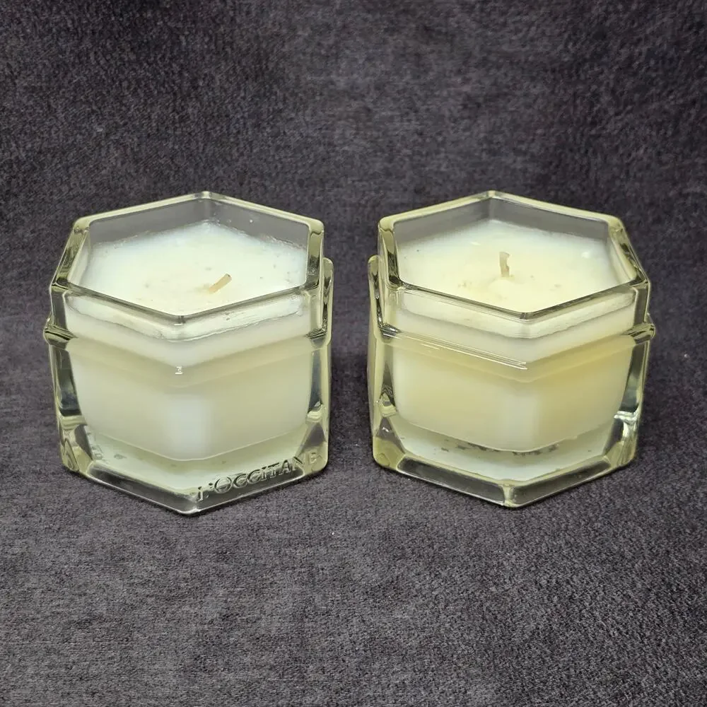L'Occitane En Provence Scented Candle 3.5 oz Glass Jar Set of 2